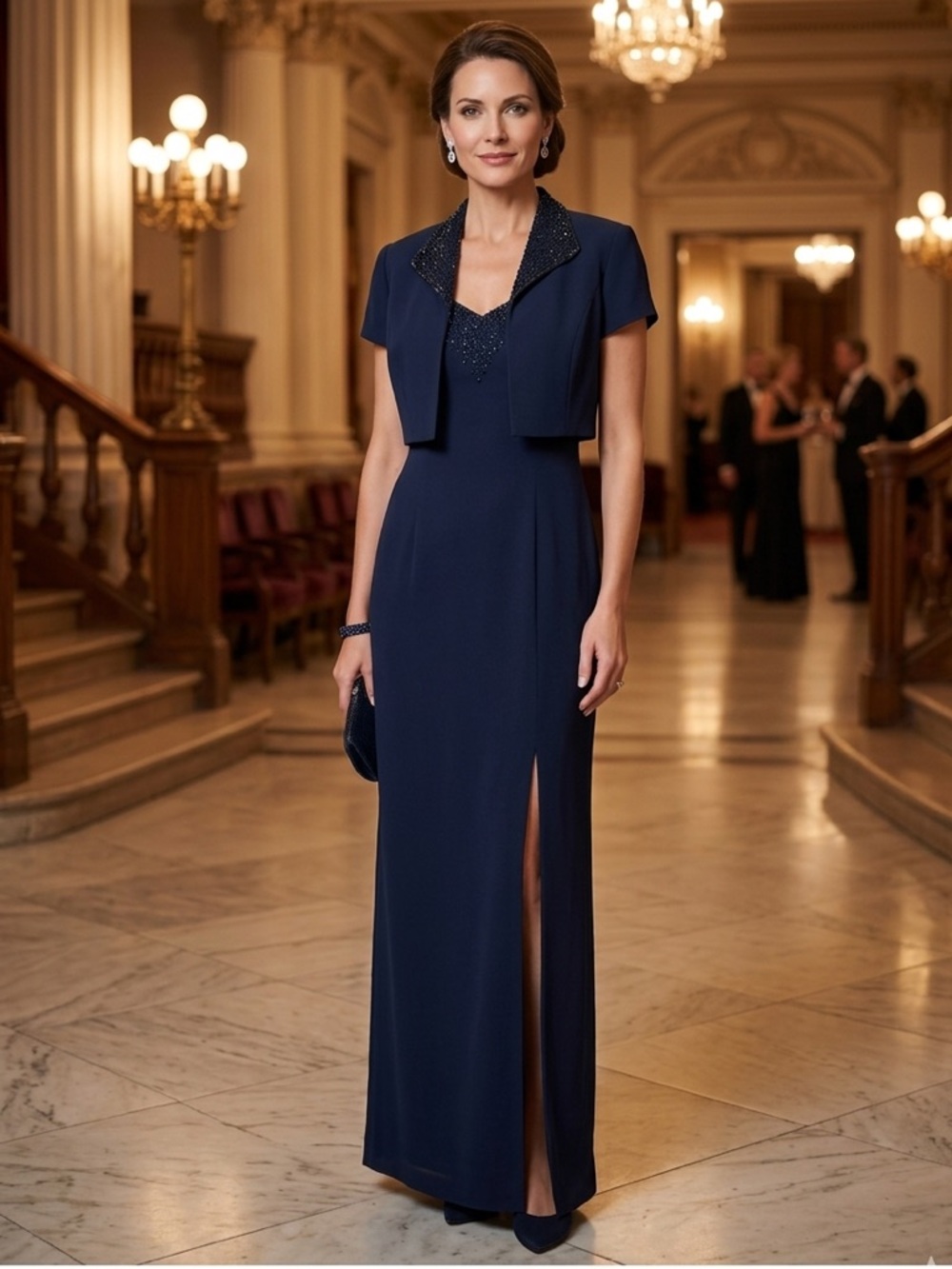 Take 50% OFF-J.R. Nites Blue Small Jacket and Gown with embellishments, Size-10p